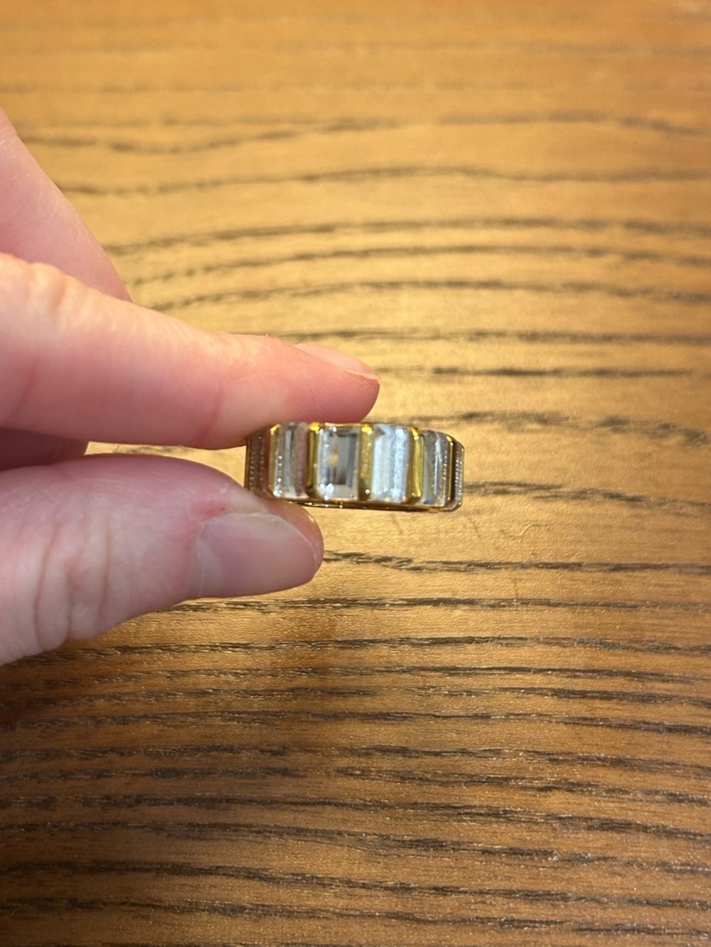 Gold and Silver Two-Tone Ridged Band Ring - Women Jewelry - 6